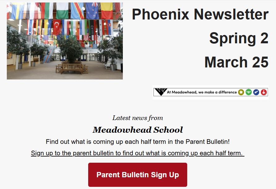 image showing first page of school newsletter