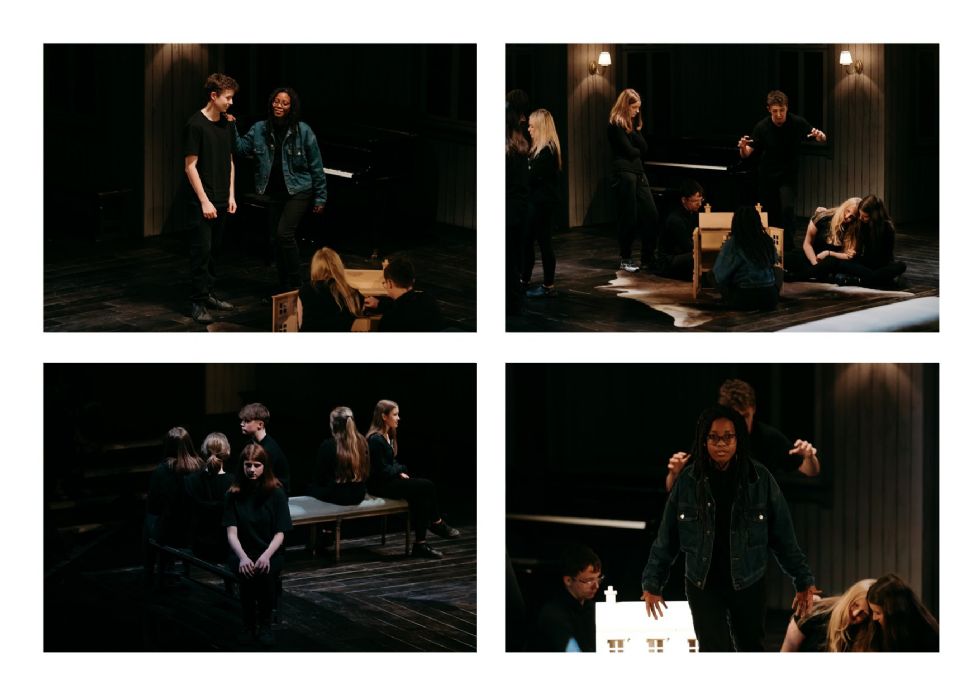 group photos of y10 students on stage at the crucible theatre