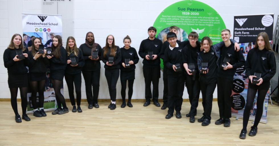 Y11 students with their double diamond awards