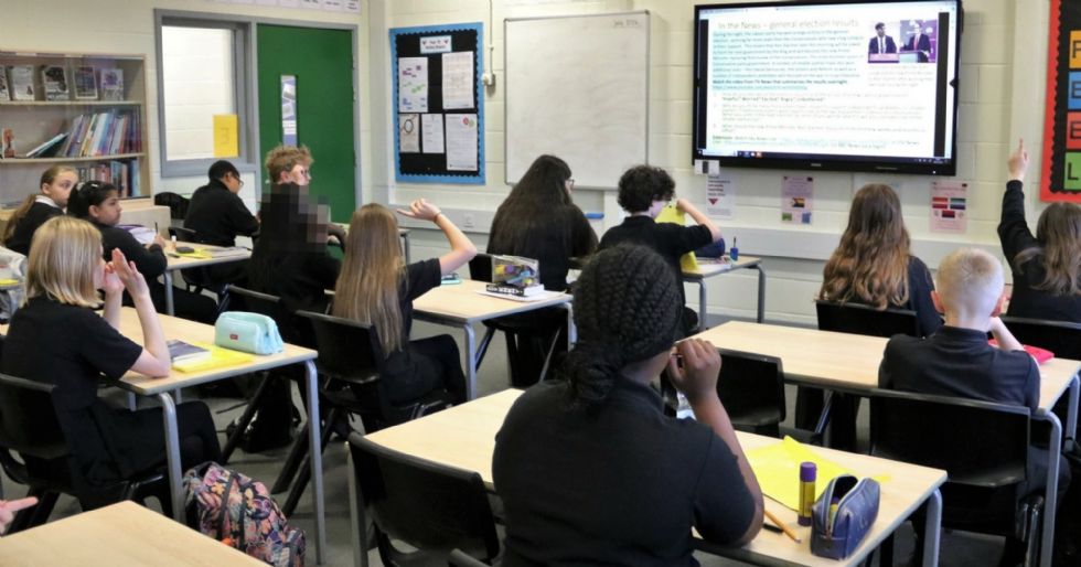 an image of 10 people, people studying and text