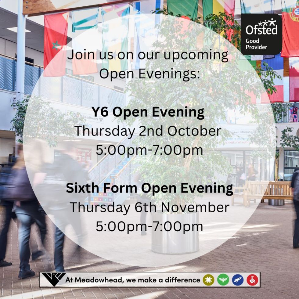 advert for the dates of the open evenings